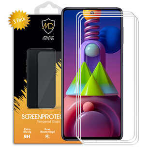 3-Pack Samsung Galaxy M51 Screenprotectors, MobyDefend Case-Friendly Gehard Glas Screensavers