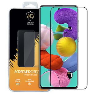 Samsung Galaxy A51 screenprotector, MobyDefend gehard glas screensaver, Zwarte randen