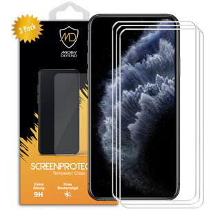 3-Pack Apple iPhone 11 Pro Max / iPhone XS Max Screenprotectors, MobyDefend Case-Friendly Gehard Glas Screensavers