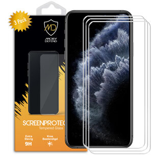 3-Pack Apple iPhone 11 Pro Max / iPhone XS Max Screenprotectors - MobyDefend Case-Friendly Screensavers - Gehard Glas