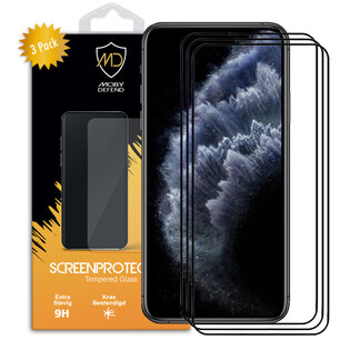 3-Pack Apple iPhone 11 Pro Max / iPhone XS Max Screenprotectors - MobyDefend Screensavers Met Zwarte Randen - Gehard Glas 