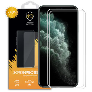 2-Pack Apple iPhone 11 Pro / iPhone XS / iPhone X Screenprotectors, MobyDefend Case-Friendly Gehard Glas Screensavers