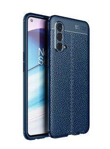 OnePlus Nord CE Hoesje, MobyDefend TPU Gelcase, Lederlook, Navy Blauw