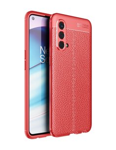 OnePlus Nord CE Hoesje, MobyDefend TPU Gelcase, Lederlook, Rood