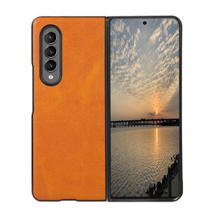 Samsung Galaxy Z Fold 3 hoesje, MobyDefend Lederlook Backcover, Lichtbruin