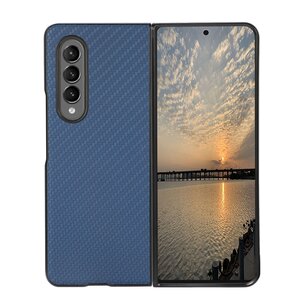 Samsung Galaxy Z Fold 3 hoesje, MobyDefend Carbonlook Backcover, Blauw
