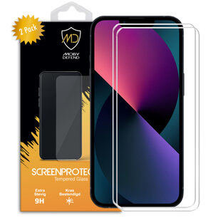 2-Pack iPhone 13 / iPhone 13 Pro Screenprotectors, MobyDefend Case-Friendly Gehard Glas Screensavers