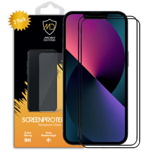 2-Pack iPhone 13 / iPhone 13 Pro Screenprotectors, MobyDefend Gehard Glas Screensavers, Zwarte Randen