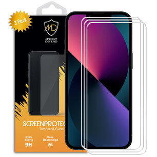 3-Pack iPhone 13 / iPhone 13 Pro Screenprotectors - MobyDefend Case-Friendly Screensavers - Gehard Glas