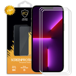 3-Pack iPhone 13 Pro Max Screenprotectors - MobyDefend Case-Friendly Screensavers - Gehard Glas