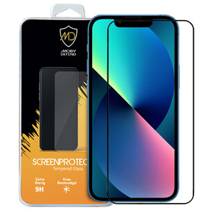 iPhone 13 Mini Screenprotector, MobyDefend Gehard Glas Screensaver, Zwarte Randen