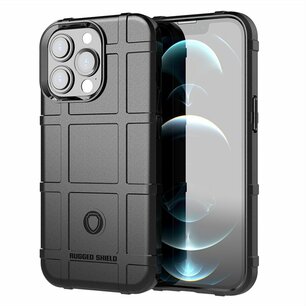 iPhone 13 Pro Hoesje, Rugged Shield TPU Gelcase, Zwart