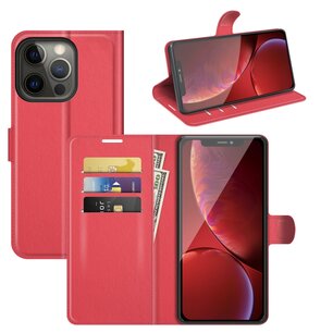 iPhone 13 Pro Hoesje, MobyDefend Kunstleren Wallet Book Case, Rood