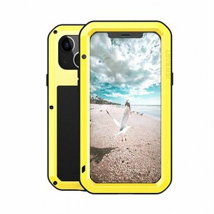 iPhone 13 Hoes, Love Mei, Metalen Extreme Protection Case, Geel