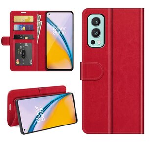 OnePlus Nord 2 Hoesje, MobyDefend Wallet Book Case (Sluiting Achterkant), Rood