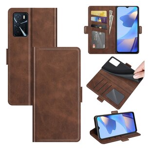 Oppo A16 / A16s / A54s Hoesje, MobyDefend Luxe Wallet Book Case (Sluiting Zijkant), Bruin