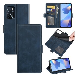 Oppo A16 / A16s / A54s Hoesje, MobyDefend Luxe Wallet Book Case (Sluiting Zijkant), Blauw