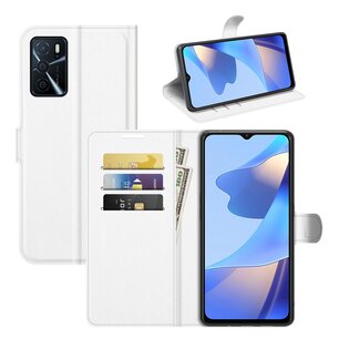 Oppo A16 / A16s / A54s Hoesje, MobyDefend Kunstleren Wallet Book Case, Wit