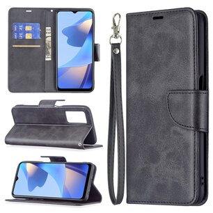 Oppo A16 / A16s / A54s Hoesje, MobyDefend Wallet Book Case Met Koord, Zwart