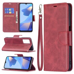 Oppo A16 / A16s / A54s Hoesje, MobyDefend Wallet Book Case Met Koord, Rood