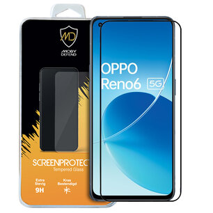 Oppo Reno6 Screenprotector - MobyDefend Screensaver Met Zwarte Randen - Gehard Glas