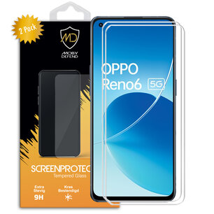 2-Pack Oppo Reno6 Screenprotectors, MobyDefend Case-Friendly Gehard Glas Screensavers