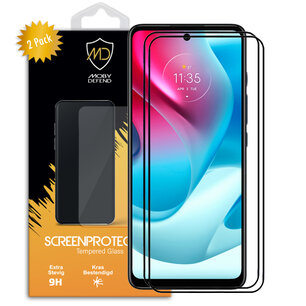 2-Pack Motorola Moto G60s Screenprotectors, MobyDefend Gehard Glas Screensavers, Zwarte Randen