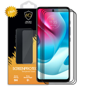 3-Pack Motorola Moto G60s Screenprotectors, MobyDefend Gehard Glas Screensavers, Zwarte Randen