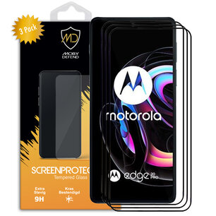 3-Pack Motorola Edge 20 Pro Screenprotectors - MobyDefend Screensaver Met Zwarte Randen - Gehard Glas
