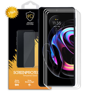 3-Pack Motorola Edge 20 Lite Screenprotectors - MobyDefend Case-Friendly Screensaver - Gehard Glas