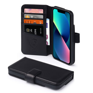 iPhone 13 Mini Hoesje, Luxe MobyDefend Wallet Bookcase, Zwart