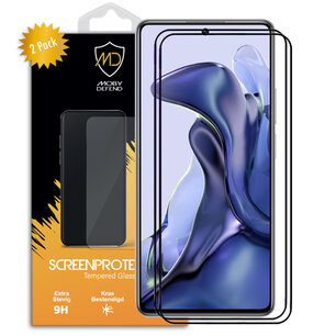 2-Pack Xiaomi 11T / Xiaomi 11T Pro Screenprotectors, MobyDefend Gehard Glas Screensavers, Zwarte Randen