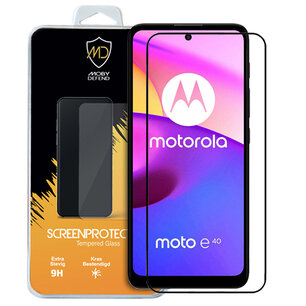 Motorola Moto E40 / Moto E30 Screenprotector, MobyDefend Gehard Glas Screensaver, Zwarte Randen