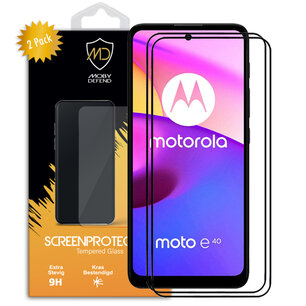 2-Pack Motorola Moto E40 / Moto E30 Screenprotectors, MobyDefend Gehard Glas Screensavers, Zwarte Randen