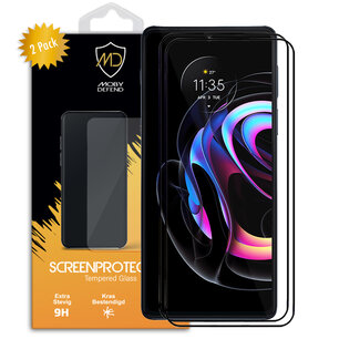 2-Pack Motorola Edge 20 Lite Screenprotectors, MobyDefend Gehard Glas Screensavers, Zwarte Randen