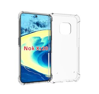 Nokia XR20 Hoesje, MobyDefend Transparante Shockproof TPU Gelcase, Verstevigde Hoeken, Volledig Doorzichtig