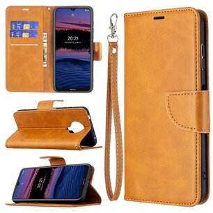 Nokia G10 / Nokia G20 Hoesje, MobyDefend Wallet Book Case Met Koord, Lichtbruin