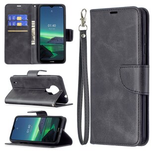Nokia 1.4 Hoesje, MobyDefend Wallet Book Case Met Koord, Zwart