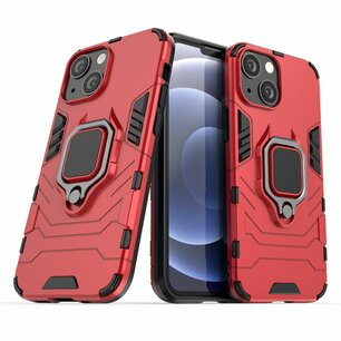 iPhone 13 Mini Hoesje, MobyDefend Dubbelgelaagde Pantsercase Met Standaard, Rood