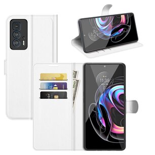 Motorola Edge 20 Pro Hoesje, MobyDefend Kunstleren Wallet Book Case, Wit
