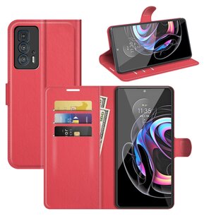 Motorola Edge 20 Pro Hoesje, MobyDefend Kunstleren Wallet Book Case, Rood