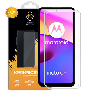 2-Pack Motorola Moto E40 / Moto E30 Screenprotectors, MobyDefend Case-Friendly Gehard Glas Screensavers