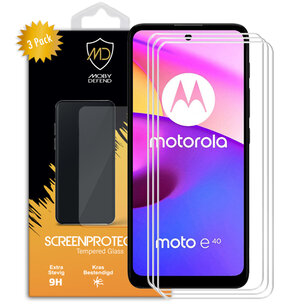 3-Pack Motorola Moto E40 / Moto E30 Screenprotectors, MobyDefend Case-Friendly Gehard Glas Screensavers