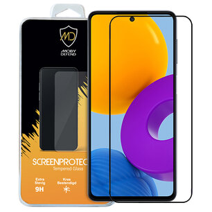 Samsung Galaxy M52 Screenprotector, MobyDefend Gehard Glas Screensaver, Zwarte Randen