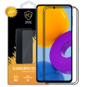 2-Pack Samsung Galaxy M52 Screenprotectors, MobyDefend Gehard Glas Screensavers, Zwarte Randen