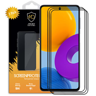 3-Pack Samsung Galaxy M52 Screenprotectors, MobyDefend Gehard Glas Screensavers, Zwarte Randen