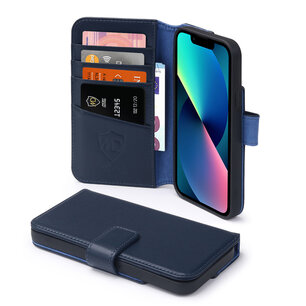 iPhone 13 Mini Hoesje, Luxe MobyDefend Wallet Bookcase, Blauw