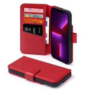 iPhone 13 Pro Max Hoesje, Luxe MobyDefend Wallet Bookcase, Rood