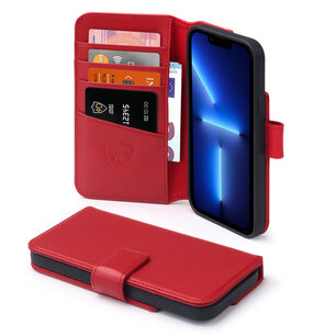 iPhone 13 Pro Hoesje, Luxe MobyDefend Wallet Bookcase, Rood