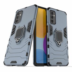 Samsung Galaxy M52 Hoesje, MobyDefend Dubbelgelaagde Pantsercase Met Standaard, Navy Blauw